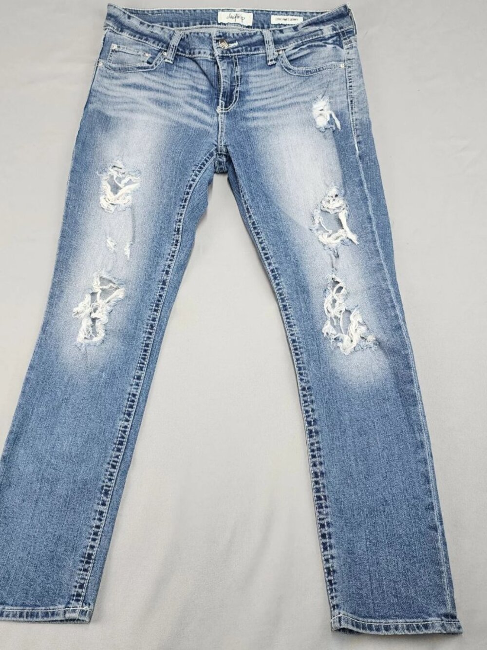Daytrip Lynx Ankle Skinny Jeans Women's Size 32 Blue Distressed Stretch Denim